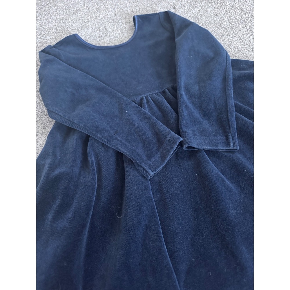 Hanna Andersson Velour Skater Twirl Dress Navy Blue Long Sleeve Girls US 10 140